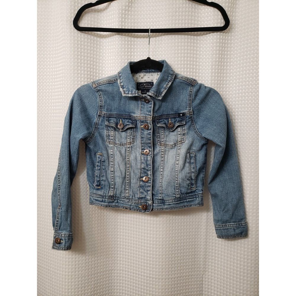 Lucky Brand Girls Youth Kids Jean Jacket Size Medium Button Up Pockets PTP 15"